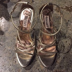 Badgley Mischka Gold Strappy Pumps